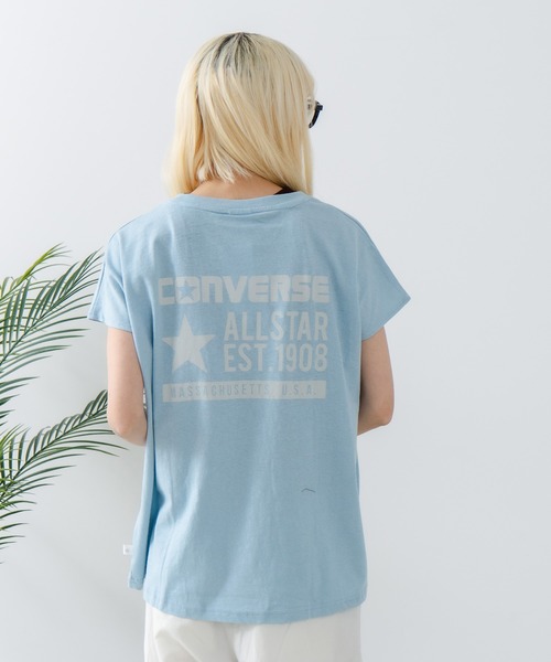 CONVERSE（コンバース）の「【CONVERSE/コンバース】ラウンドヘム フレンチスリーブ Tシャツ（Tシャツ/カットソー・レディース・オフホワイト/ブラック/サックスブルー・MEDIUM）」の13枚目の写真