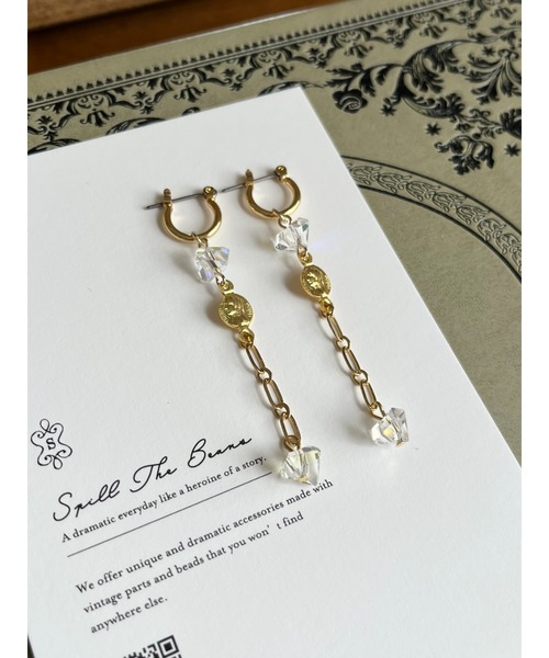 tone（トーン）の「【Spill The Beans】コインコネクターロングフープピアス(MA)（ピアス（両耳用）・レディース・ブルー/クリア・FREE）」の2枚目の写真