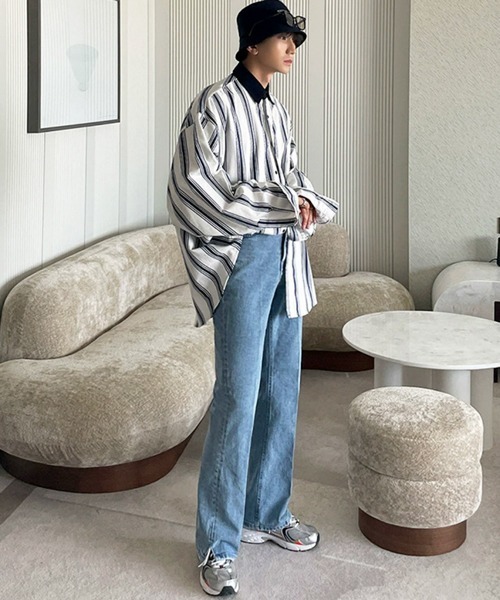 NOWLE(ノウル)の「【NOWLE】ルーズシルエット 襟コーデュロイ ストライプ シャツ(シャツ/ブラウス・メンズ・ストライプ・MEDIUM/LARGE/X-LARGE)」の8枚目の写真