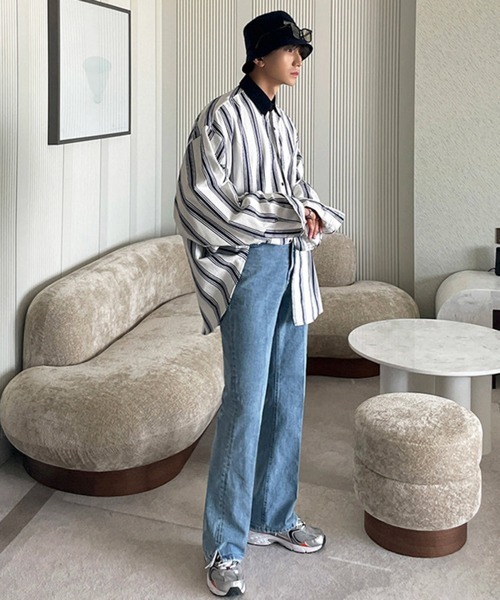 NOWLE(ノウル)の「【NOWLE】ルーズシルエット 襟コーデュロイ ストライプ シャツ(シャツ/ブラウス・メンズ・ストライプ・MEDIUM/LARGE/X-LARGE)」の11枚目の写真