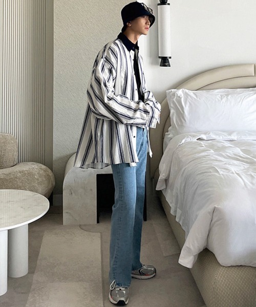 NOWLE(ノウル)の「【NOWLE】ルーズシルエット 襟コーデュロイ ストライプ シャツ(シャツ/ブラウス・メンズ・ストライプ・MEDIUM/LARGE/X-LARGE)」の12枚目の写真