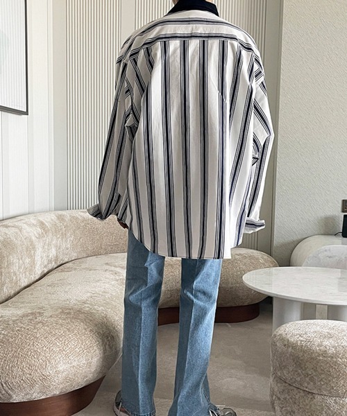 NOWLE(ノウル)の「【NOWLE】ルーズシルエット 襟コーデュロイ ストライプ シャツ(シャツ/ブラウス・メンズ・ストライプ・MEDIUM/LARGE/X-LARGE)」の16枚目の写真