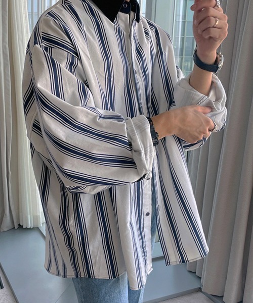NOWLE(ノウル)の「【NOWLE】ルーズシルエット 襟コーデュロイ ストライプ シャツ(シャツ/ブラウス・メンズ・ストライプ・MEDIUM/LARGE/X-LARGE)」の21枚目の写真