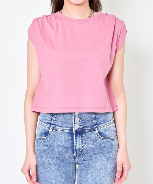 GORGE（ゴージ）の「《タックショルダー×コンパクト丈》レディース フレンチスリーブTシャツ シンプル 春夏秋（Tシャツ/カットソー・レディース・オフホワイト/ピンク/ブルー/チャコール・F）」の22枚目の写真