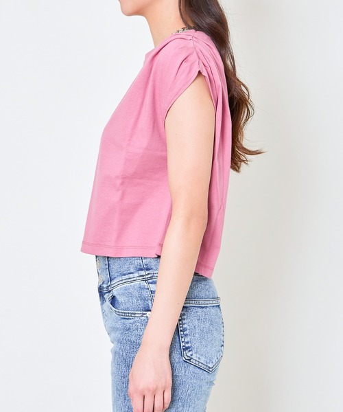 GORGE（ゴージ）の「《タックショルダー×コンパクト丈》レディース フレンチスリーブTシャツ シンプル 春夏秋（Tシャツ/カットソー・レディース・オフホワイト/ピンク/ブルー/チャコール・F）」の21枚目の写真
