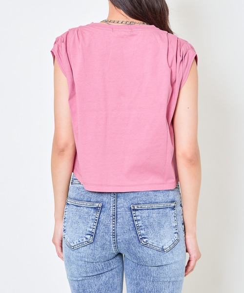 GORGE（ゴージ）の「《タックショルダー×コンパクト丈》レディース フレンチスリーブTシャツ シンプル 春夏秋（Tシャツ/カットソー・レディース・オフホワイト/ピンク/ブルー/チャコール・F）」の20枚目の写真