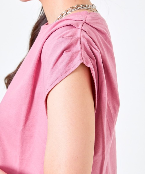 GORGE（ゴージ）の「《タックショルダー×コンパクト丈》レディース フレンチスリーブTシャツ シンプル 春夏秋（Tシャツ/カットソー・レディース・オフホワイト/ピンク/ブルー/チャコール・F）」の18枚目の写真