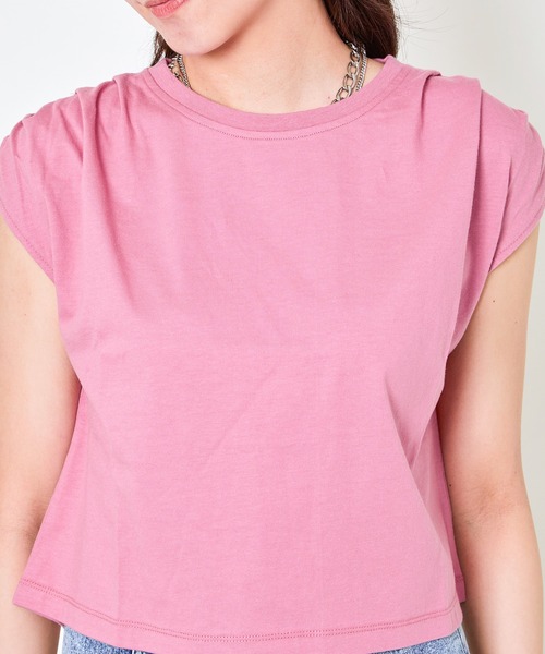 GORGE（ゴージ）の「《タックショルダー×コンパクト丈》レディース フレンチスリーブTシャツ シンプル 春夏秋（Tシャツ/カットソー・レディース・オフホワイト/ピンク/ブルー/チャコール・F）」の17枚目の写真