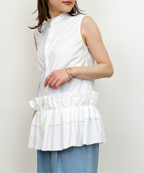 DIARIUM（ディアリウム）の「【日本製】裾フリルノースリーブブラウス（シャツ/ブラウス・レディース・オフホワイト/オレンジ・M）」の22枚目の写真