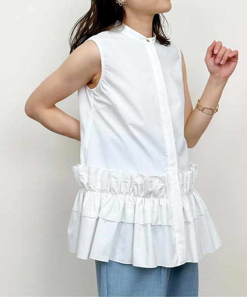 DIARIUM（ディアリウム）の「【日本製】裾フリルノースリーブブラウス（シャツ/ブラウス・レディース・オフホワイト/オレンジ・M）」の3枚目の写真