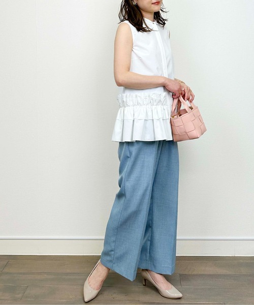 DIARIUM（ディアリウム）の「【日本製】裾フリルノースリーブブラウス（シャツ/ブラウス・レディース・オフホワイト/オレンジ・M）」の5枚目の写真