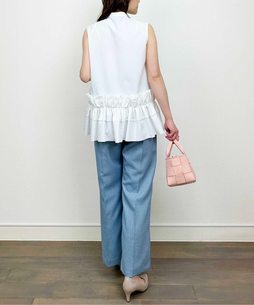 DIARIUM（ディアリウム）の「【日本製】裾フリルノースリーブブラウス（シャツ/ブラウス・レディース・オフホワイト/オレンジ・M）」の6枚目の写真