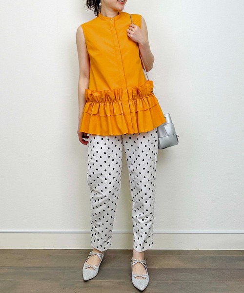 DIARIUM（ディアリウム）の「【日本製】裾フリルノースリーブブラウス（シャツ/ブラウス・レディース・オフホワイト/オレンジ・M）」の11枚目の写真