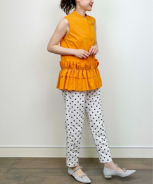 DIARIUM（ディアリウム）の「【日本製】裾フリルノースリーブブラウス（シャツ/ブラウス・レディース・オフホワイト/オレンジ・M）」の12枚目の写真
