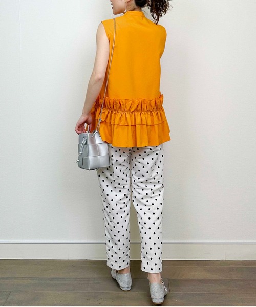 DIARIUM（ディアリウム）の「【日本製】裾フリルノースリーブブラウス（シャツ/ブラウス・レディース・オフホワイト/オレンジ・M）」の13枚目の写真