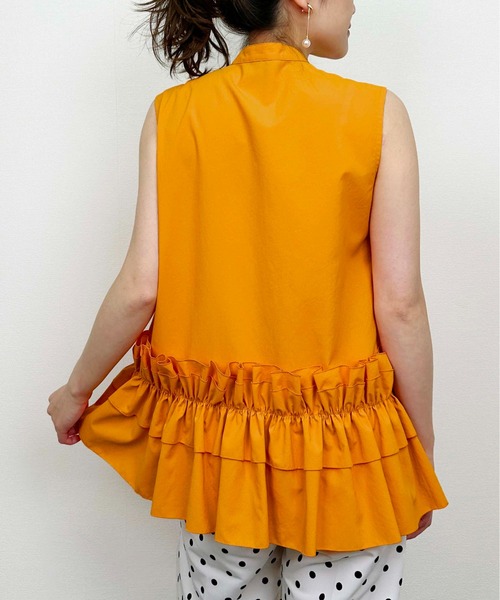 DIARIUM（ディアリウム）の「【日本製】裾フリルノースリーブブラウス（シャツ/ブラウス・レディース・オフホワイト/オレンジ・M）」の9枚目の写真
