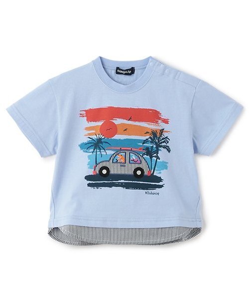 kladskap（クレードスコープ）の「サンセットカー半袖Tシャツ（Tシャツ/カットソー・キッズ・ベージュ/サックスブルー・90cm/100cm/110cm/120cm/130cm/80ｃｍ）」の2枚目の写真
