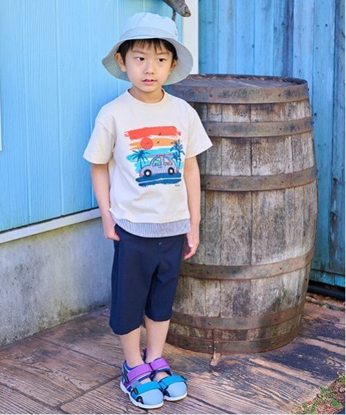 kladskap（クレードスコープ）の「サンセットカー半袖Tシャツ（Tシャツ/カットソー・キッズ・ベージュ/サックスブルー・90cm/100cm/110cm/120cm/130cm/80ｃｍ）」の15枚目の写真