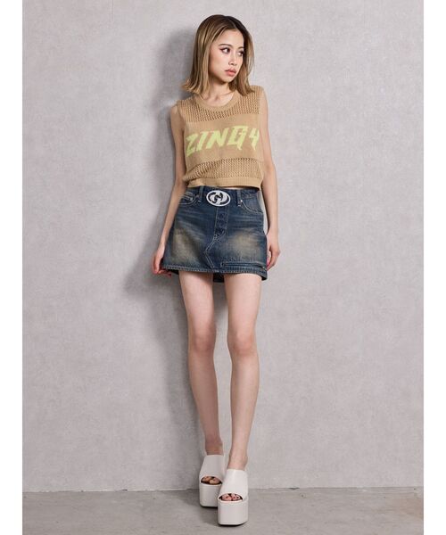 GYDA（ジェイダ）の「ZINGY メッシュニットタンクトップ（タンクトップ・レディース・オフホワイト/ブラック/ベージュ・FREE）」の11枚目の写真