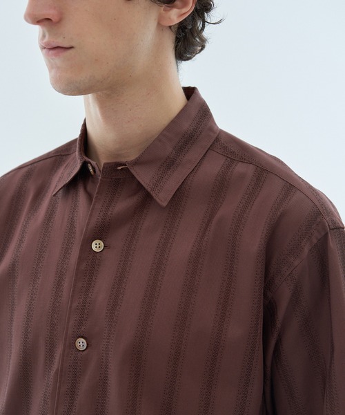 ESTNATION（エストネーション）の「ESTNATION / カラミハーフスリーブシャツ（シャツ/ブラウス・メンズ・ブラック/ブラウン/オフホワイト・MEDIUM/SMALL/LARGE）」の5枚目の写真