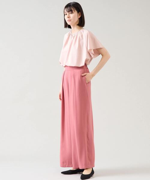 Tiara(ティアラ)の「センタープレスタックワイドパンツ(セットアップ可)(その他パンツ・レディース・ピンク/グリーン/ブラック/ブラウン・2/3)」の9枚目の写真