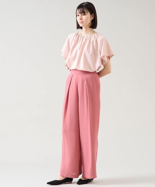 Tiara(ティアラ)の「センタープレスタックワイドパンツ(セットアップ可)(その他パンツ・レディース・ピンク/グリーン/ブラック/ブラウン・2/3)」の10枚目の写真