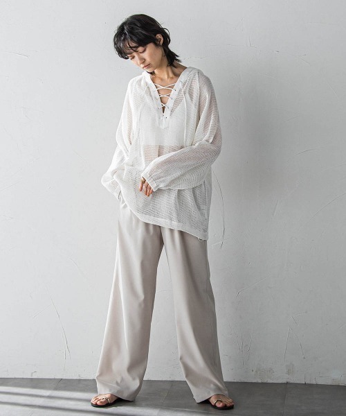 MAYSON GREY（メイソングレイ）の「メッシュアノラックパーカー≪手洗い可能≫（シャツ/ブラウス・レディース・ブラック/ホワイト・M）」の9枚目の写真