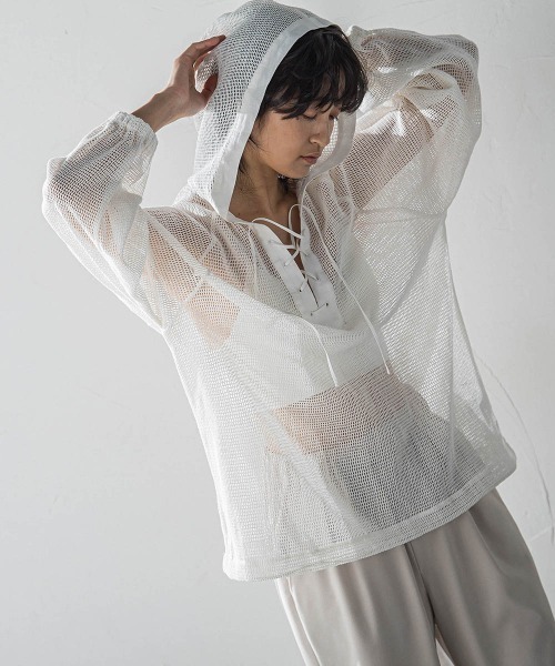 MAYSON GREY / メイソングレイ メッシュアノラックパーカー≪手洗い可能≫ セール】メッシュアノラックパーカー≪手洗い可能≫（シャツ