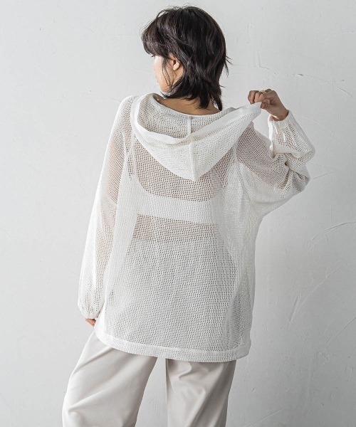 MAYSON GREY（メイソングレイ）の「メッシュアノラックパーカー≪手洗い可能≫（シャツ/ブラウス・レディース・ブラック/ホワイト・M）」の6枚目の写真