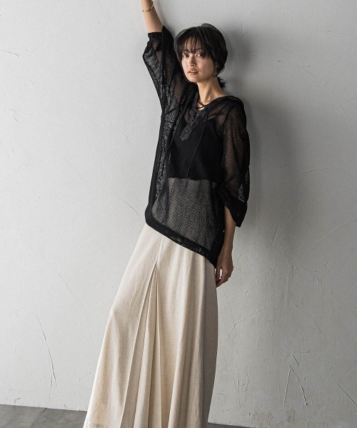 MAYSON GREY（メイソングレイ）の「メッシュアノラックパーカー≪手洗い可能≫（シャツ/ブラウス・レディース・ブラック/ホワイト・M）」の18枚目の写真