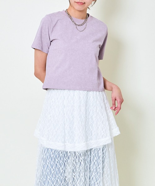GORGE(ゴージ)の「《短丈×ヴィンテージ風カラー》無地シンプルTシャツ(Tシャツ/カットソー・レディース・レッド/イエロー/パープル/ブラック/オフホワイト/カーキ・F)」の1枚目の写真