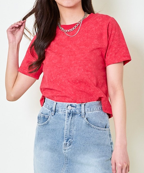 GORGE(ゴージ)の「《短丈×ヴィンテージ風カラー》無地シンプルTシャツ(Tシャツ/カットソー・レディース・レッド/イエロー/パープル/ブラック/オフホワイト/カーキ・F)」の6枚目の写真