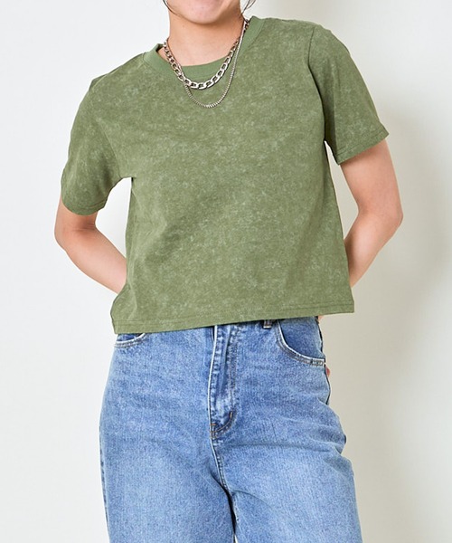 GORGE(ゴージ)の「《短丈×ヴィンテージ風カラー》無地シンプルTシャツ(Tシャツ/カットソー・レディース・レッド/イエロー/パープル/ブラック/オフホワイト/カーキ・F)」の10枚目の写真
