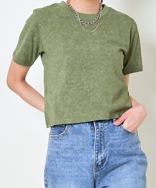 GORGE(ゴージ)の「《短丈×ヴィンテージ風カラー》無地シンプルTシャツ(Tシャツ/カットソー・レディース・レッド/イエロー/パープル/ブラック/オフホワイト/カーキ・F)」の12枚目の写真