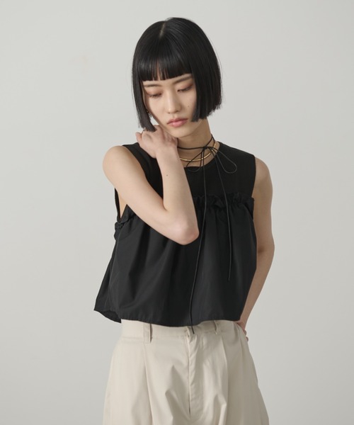 AIC.（エーアイシー）の「ビスチェレイヤードニットトップス（その他トップス・レディース・オフホワイト/ブラック・FREE）」の6枚目の写真