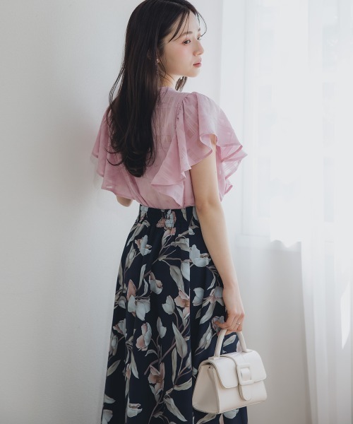 Petitjo（プッチージョ）の「小さいサイズ　花柄ドラマティックフレアスカート　低身長さん・小柄女性（スカート・レディース・ネイビー/グリーン・PSS/PS/PM/PL）」の10枚目の写真