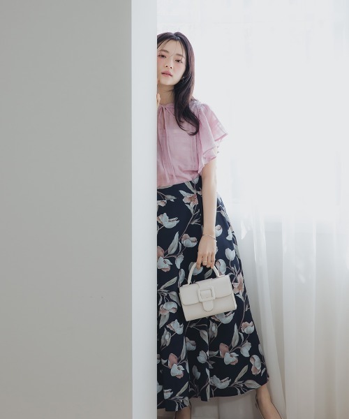 小さいサイズ 花柄ドラマティックフレアスカート 低身長さん