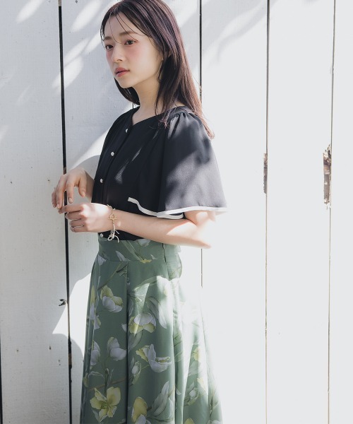 Petitjo（プッチージョ）の「小さいサイズ　花柄ドラマティックフレアスカート　低身長さん・小柄女性（スカート・レディース・ネイビー/グリーン・PSS/PS/PM/PL）」の14枚目の写真