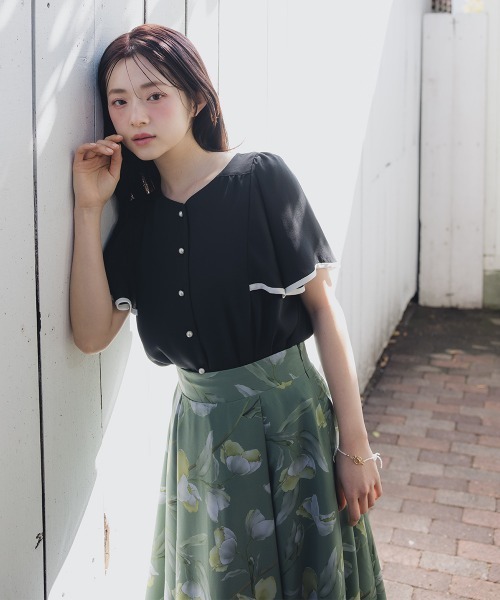 Petitjo（プッチージョ）の「小さいサイズ　花柄ドラマティックフレアスカート　低身長さん・小柄女性（スカート・レディース・ネイビー/グリーン・PSS/PS/PM/PL）」の17枚目の写真