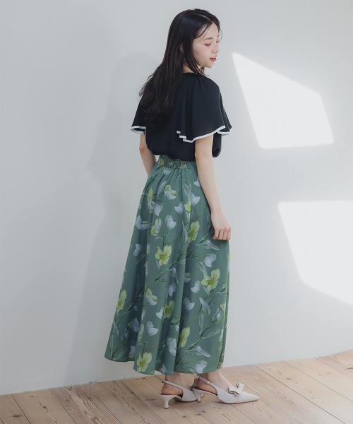 Petitjo（プッチージョ）の「小さいサイズ　花柄ドラマティックフレアスカート　低身長さん・小柄女性（スカート・レディース・ネイビー/グリーン・PSS/PS/PM/PL）」の20枚目の写真