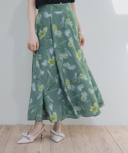 Petitjo（プッチージョ）の「小さいサイズ　花柄ドラマティックフレアスカート　低身長さん・小柄女性（スカート・レディース・ネイビー/グリーン・PSS/PS/PM/PL）」の21枚目の写真
