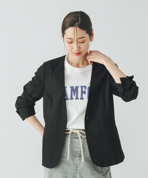 GLOBAL WORK(グローバルワーク)の「ウツクシルエットDRYジャケット/290026(テーラードジャケット・レディース・ブラウン/ブラック/グレー・SMALL/MEDIUM/LARGE/X-LARGE)」の6枚目の写真