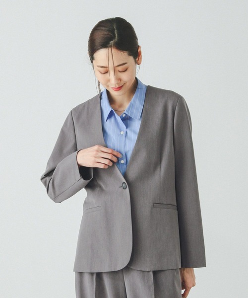 GLOBAL WORK(グローバルワーク)の「ウツクシルエットDRYジャケット/290026(テーラードジャケット・レディース・ブラウン/ブラック/グレー・SMALL/MEDIUM/LARGE/X-LARGE)」の11枚目の写真