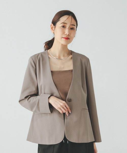 GLOBAL WORK(グローバルワーク)の「ウツクシルエットDRYジャケット/290026(テーラードジャケット・レディース・ブラウン/ブラック/グレー・SMALL/MEDIUM/LARGE/X-LARGE)」の14枚目の写真