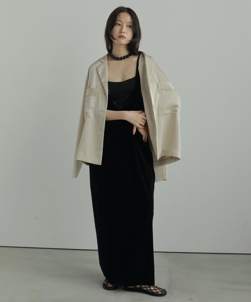 anuke（アンヌーク）の「Satin Tailored Shirts（シャツ/ブラウス・レディース・ネイビー/クリーム・FREE）」の6枚目の写真