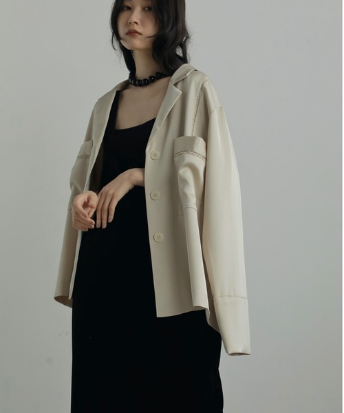 anuke（アンヌーク）の「Satin Tailored Shirts（シャツ/ブラウス・レディース・ネイビー/クリーム・FREE）」の7枚目の写真