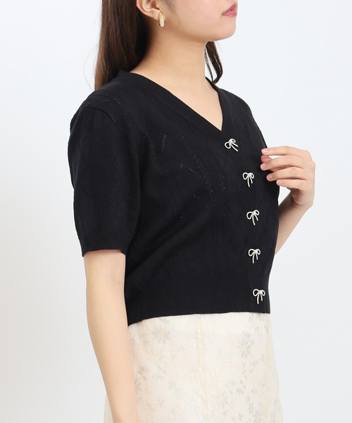 ASTORIA ODIER（アストリアオディール）の「透かし柄パールボタンカーディガン（カーディガン/ボレロ・レディース・ホワイト/ブラウン/ブラック・MEDIUM）」の21枚目の写真