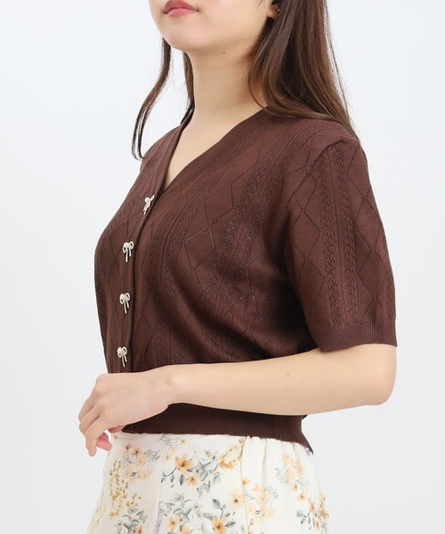 ASTORIA ODIER（アストリアオディール）の「透かし柄パールボタンカーディガン（カーディガン/ボレロ・レディース・ホワイト/ブラウン/ブラック・MEDIUM）」の14枚目の写真