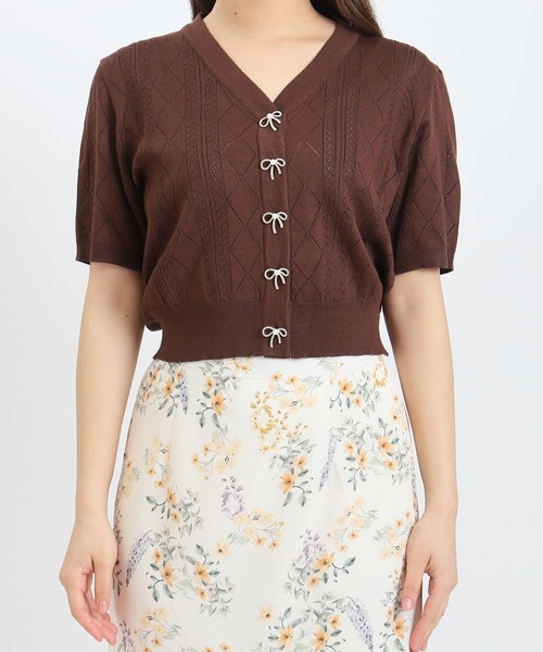 ASTORIA ODIER（アストリアオディール）の「透かし柄パールボタンカーディガン（カーディガン/ボレロ・レディース・ホワイト/ブラウン/ブラック・MEDIUM）」の10枚目の写真