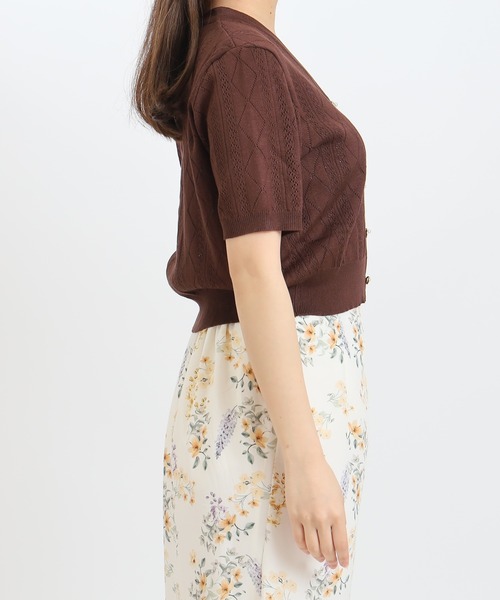 ASTORIA ODIER（アストリアオディール）の「透かし柄パールボタンカーディガン（カーディガン/ボレロ・レディース・ホワイト/ブラウン/ブラック・MEDIUM）」の9枚目の写真